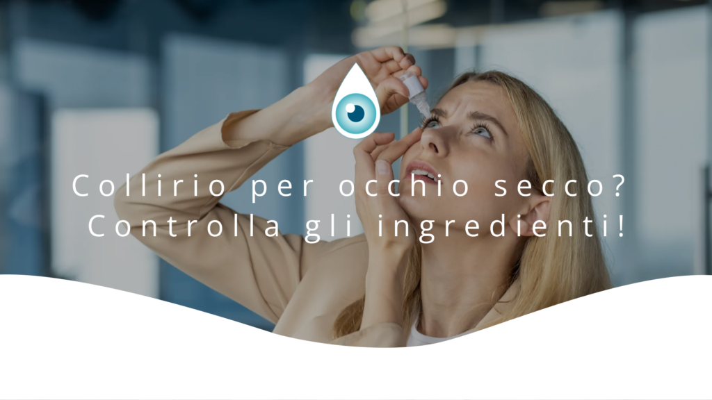 Copertina dell'articolo con la foto di una donna mentre mette il collirio